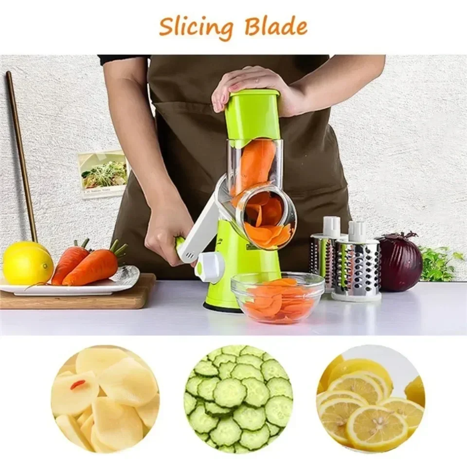 3‑in‑1 Manual Vegetable Cutter & Cheese Shredder