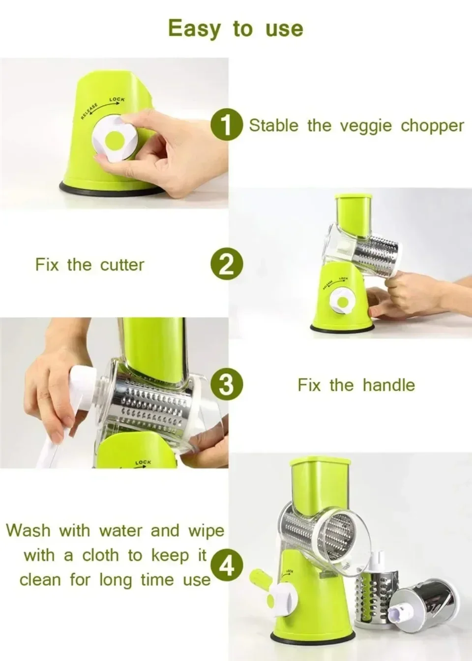Vegetable Cutter & Slicer Manual Kitchen Chopper Machine With 3 Sharp Drums Multifunctional